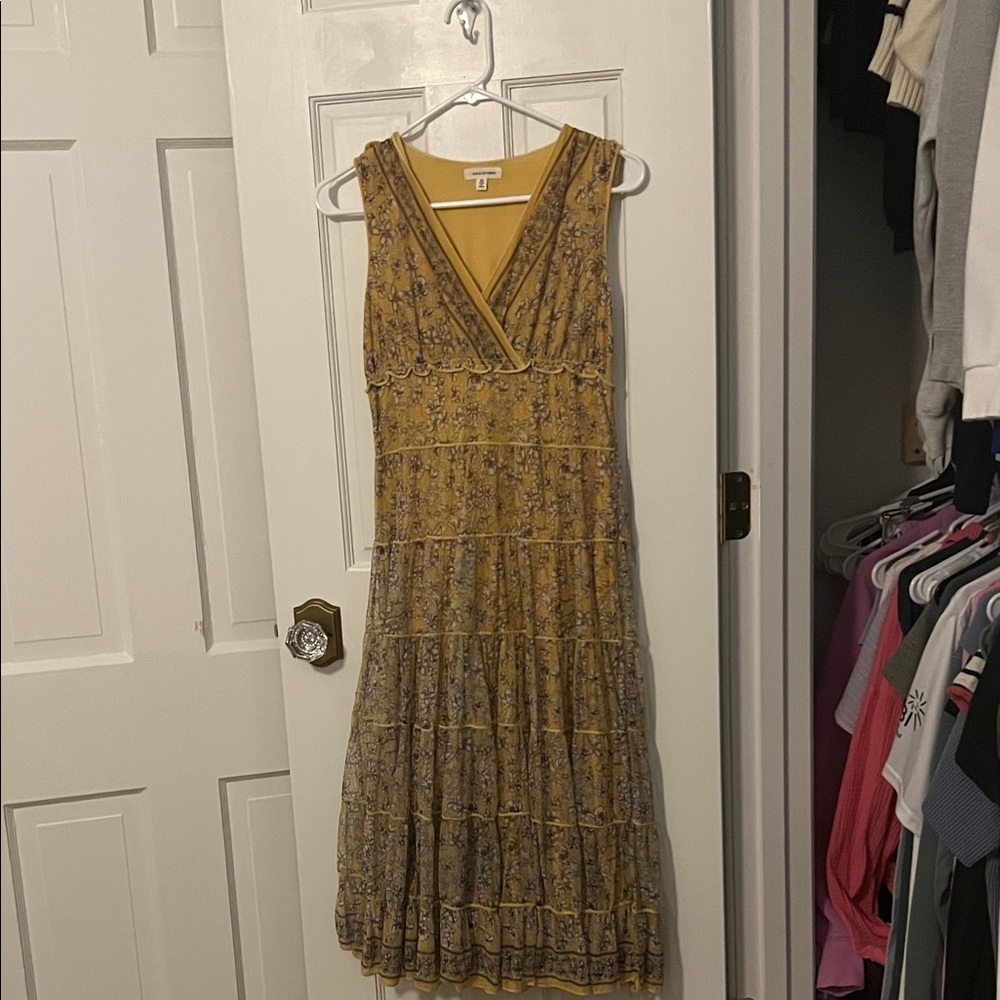 Max Studio Mustard Floral Midi Dress